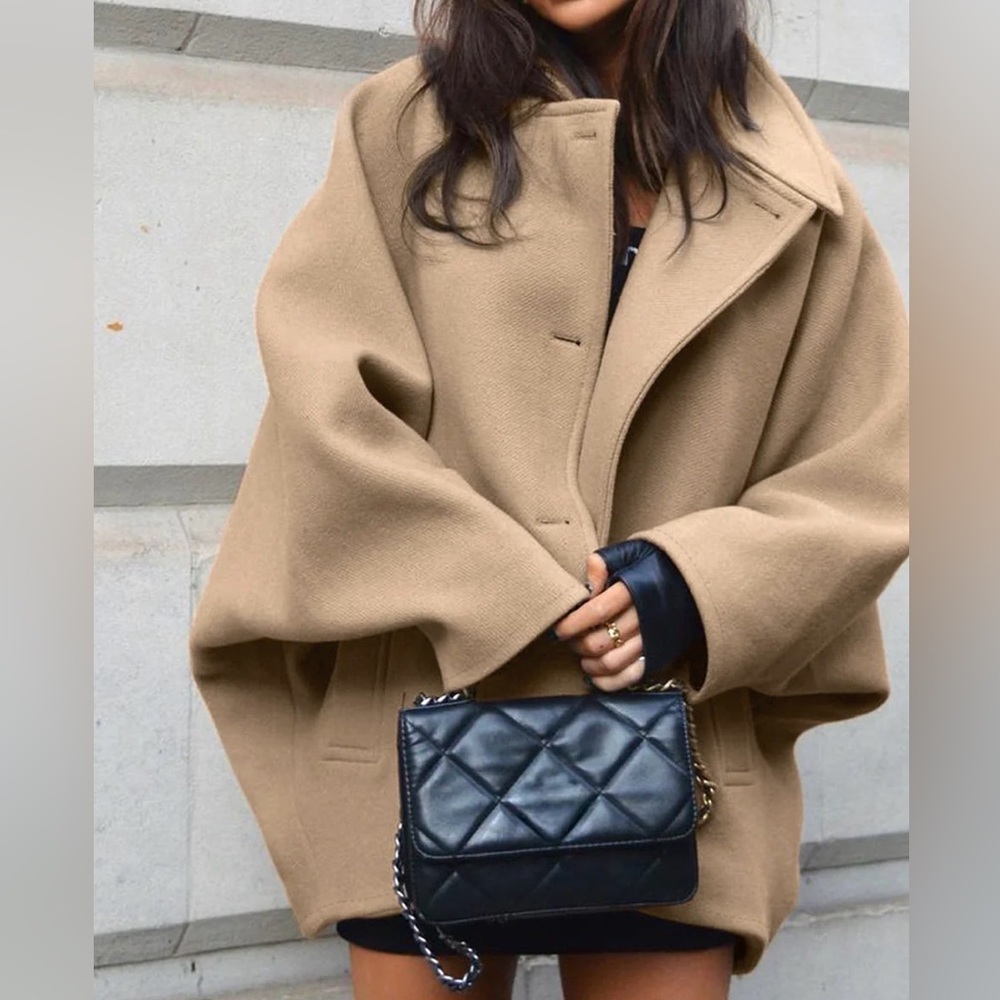 Solid Oversized Pocket Button Coat - image 1